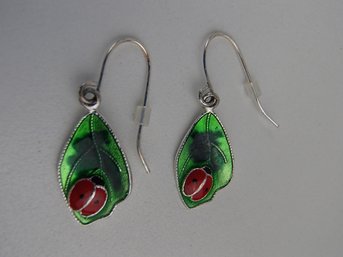 Vintage Avon Ladybug On A Leaf Hook Earrings