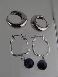 Silvertone And Glass Beaded Earrings