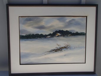 Gorgeous Watercolor Farm Scene By Local Artist Herb Thomson