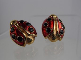 Avon Lady Bug Earrings With Original Backs
