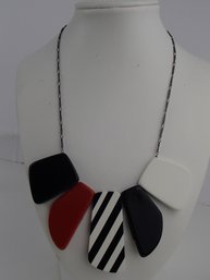 Quirky Red, White And Black  Acrylic / Lucite  Necklace