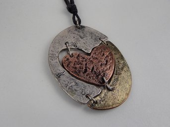 Three Tone Metal Heart Necklace