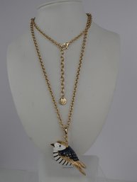 32' Gold Tone Enamel Bird Necklace By Talbot's