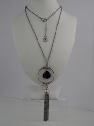 30' Necklace With Black Onyx Stone By Karma Bella With 3' Extender