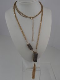 Sparkley Gold Tone Hematite 30' Multistrand Necklace