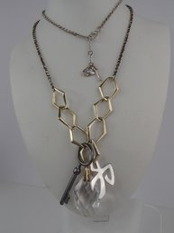 28' Clear Glass Crystal Necklace By Fossil