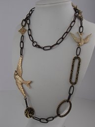 36' Gold Tone Bird Necklace