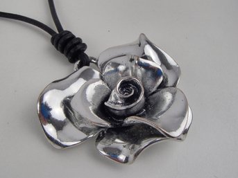 30' Silver Tone Rose Necklace With 3' Extender Chain