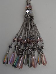 Dazzling 24'  Iridescent Crystal Tassel Necklace With 3' Extender