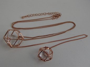 20' Copper Tone Double Polygon Necklace