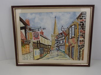 Watercolor Of A Welsch Street