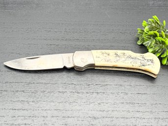 Sabre Lockback Folding Pocket Knife Deer Elk Wildlife Faux Bone Handle Stainless China