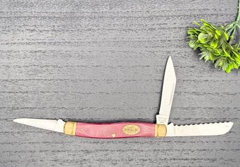 Vintage Schrade Heritage H889 USA 3 Blade Folding Pocket Knife Red Delrin Handles