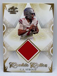 2023 LEAF TRINITY CJ STROUD ROOKIE RELICS AUTHENTIC PLAYER-WORN MEMORABILIA ROOKIE CARD