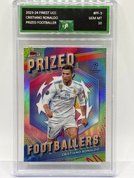 2023-24 TOPPS FINEST UEFA CHAMPIONS LEAGUE CRISTIANO RONALDO PRIZED FOOTBALLER INSERT GRADED EJE GEM MINT 10