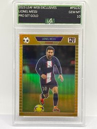 191/199!! 2023 PRO SET GOLD LIONEL MESSI SP REFRACTOR GRADED EJE GEM MINT 10
