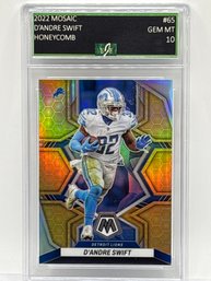 CASE HIT!! 2022 PANINI MOSAIC DANDRE SWIFT HONEYCOMB PRIZM HOLO INSERT GRADED EJE GEM MINT 10