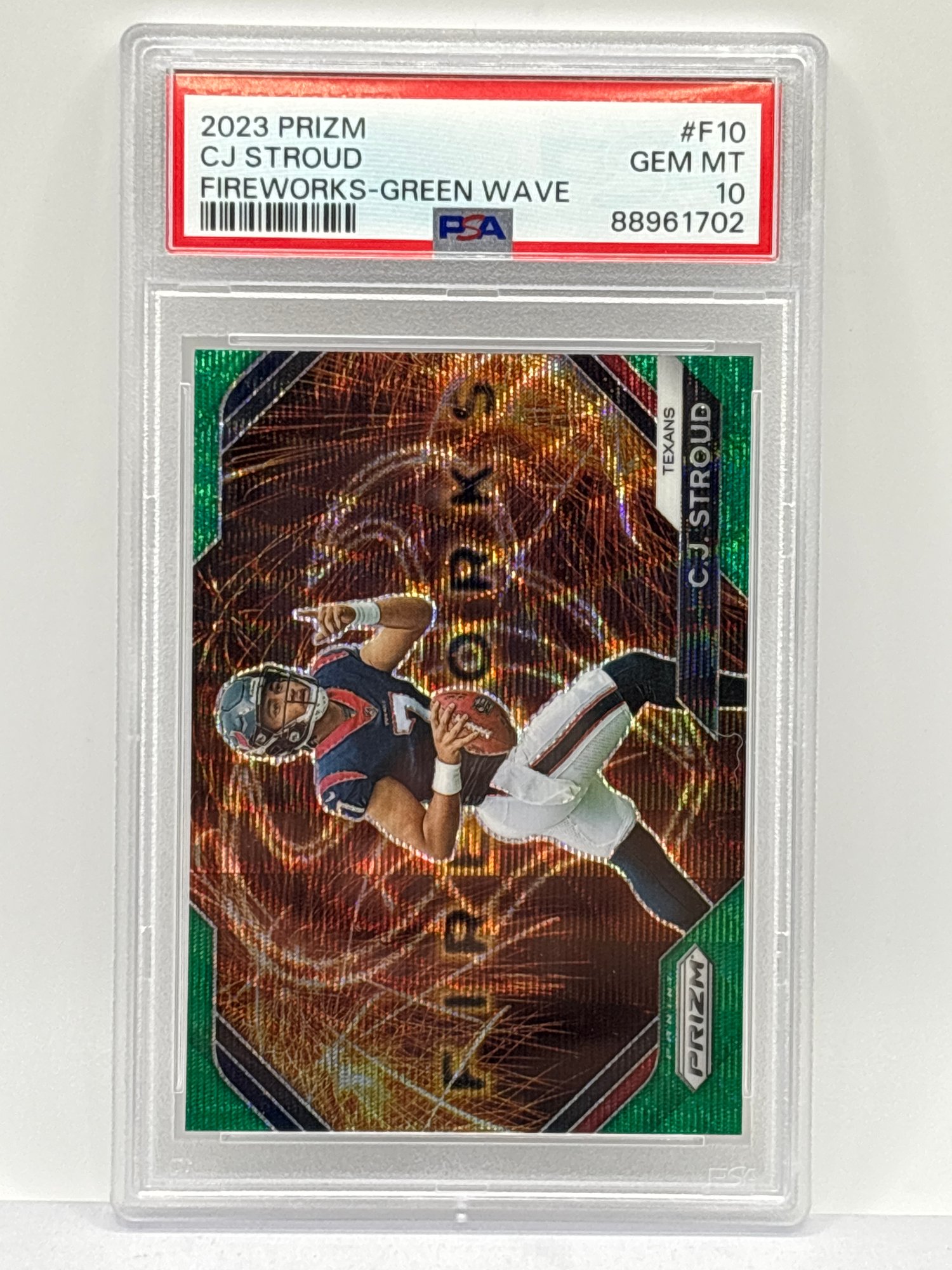 2023 PANINI PRIZM #F10 CJ STROUD SP FIREWORKS GREEN WAVE PRIZM ROOKIE CARD  GRADED PSA GEM MINT 10 #21274 | Auctionninja.com