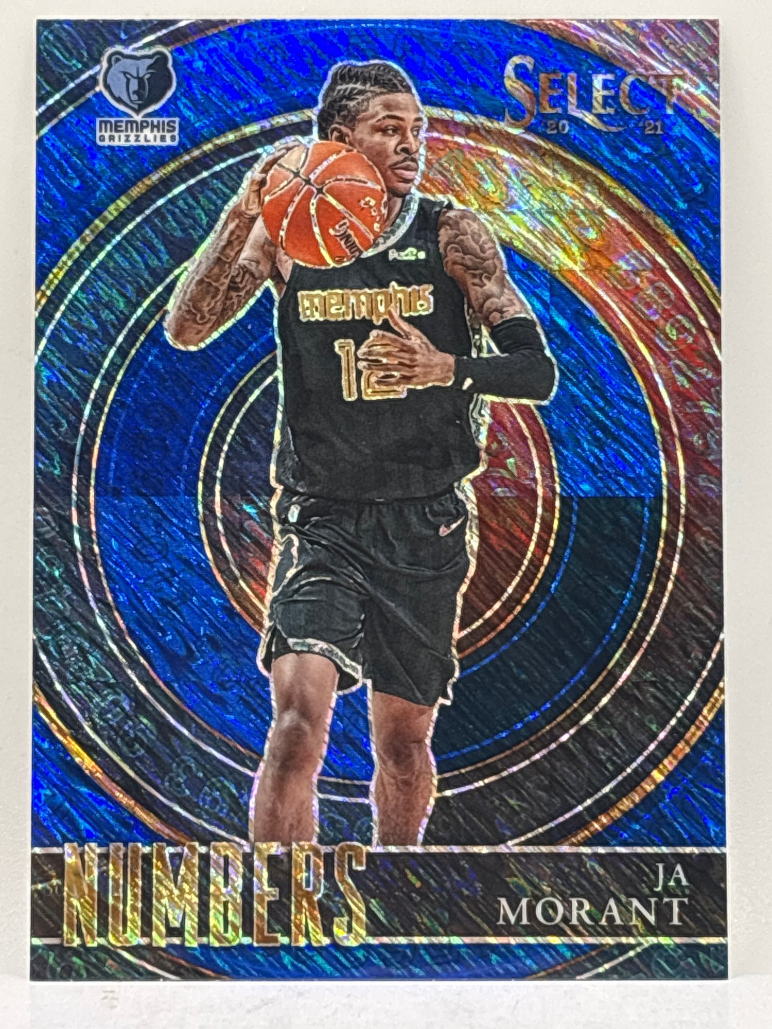 2020-21 PANINI SELECT JA MORANT BLUE SHIMMER PRIZM HOLO NUMBERS SP