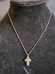 Sterling Cross Pendant On Box Chain