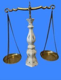 Vintage Blue And White Floral Brass Scales
