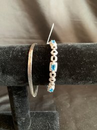 Sterling Blue Topaz And Sterling Chain Bracelets