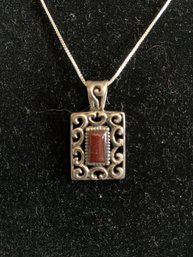 Sterling Box Chain And Pendant