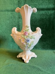 Belleek Raised Flower Prince Aurtur Vase