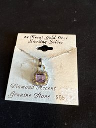 Sterling W/gold And Amethyst