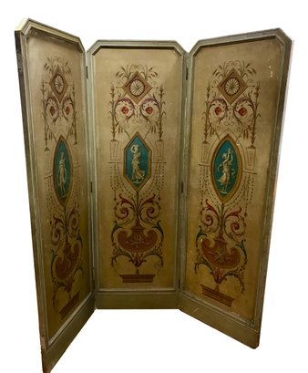 Neo-Classical Antique  French Three Panel Screen (nb)