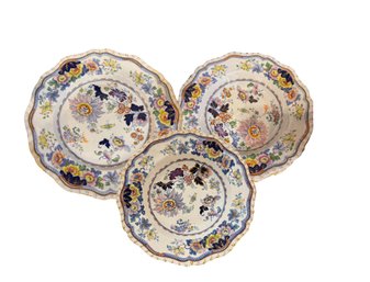 Assembled Set Of Early 19th C. English Ironstone: Dinner Plates, Luncheon Plates, Bowls  (#1)