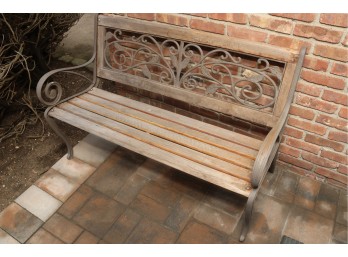 Outdoor Wooden And Metal Garden Bench