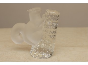 Frosted And Clear Glass Squirrel Figurine