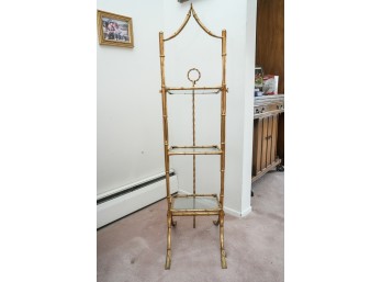Gilt Faux Bamboo & Glass 3-Tier Etagere Display Shelf