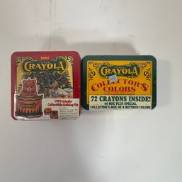 Crayola Collectors Colors Tin Lot  1992 Holiday Tin & 72 Crayon Limited Edition