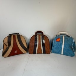 Vintage Bowling Ball Bags & Balls Lot  Brunswick, AMF, Ebonite (3 Bags, 3 Balls)
