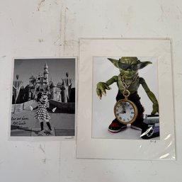 LOT X2  Photos Of Minnie Mouse And Yoda With A Clock Sround There Neck