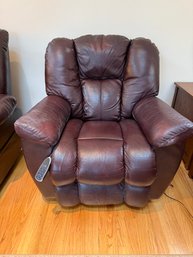 FR/ La-Z-Boy Vinyl Leather Look Power Remote Recliner - Dark Maroon Color