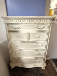 AN-39/ Disney Princess 5 Drawer Tall Dresser Cream Color With Ornate Decor And Handles