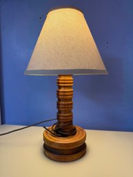 AN-376/ Handmade Carved Wood Table Lamp And Shade