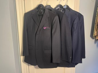 2B1/ 4pcs - Mens Pinstripe/Solid High End Suits - Hickey Freeman, Joseph Abboud Etc