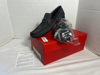 2B1/ Box - Pair Donald J Pliner Dacio-M3 Black Mesh Loafers With Silver Tone Accents Size 13M