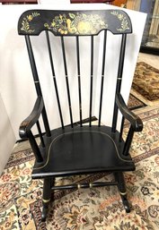 AN-53/ Vintage Oak Hill Child Rocker - Black With Stencil Design