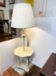 AN-371/ Octagon Shape Floor Lamp Cocktail Table With Ball Feet, 2 Pull Chain Lights, Pleated Shade