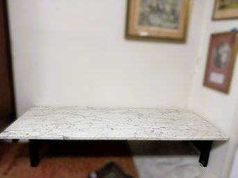 AN-27/ Stately Marble Top Coffee Table On Low Wooden Frame