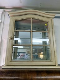 AN-37/ Wall Mount Or Table Top Display Cabinet With 2 Glass Shelves - Distressed Cream Colored Finish
