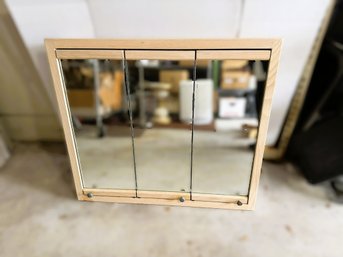 G/ Mirrored 3 Panel Recessed Wood Medicine Cabinet - 4' Wall Depth