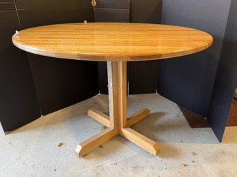 G/ Round Drop Leaf Butcher Block Style Table By Pierce Butcher Block, Ipswich