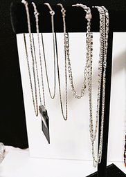 SH/ Bag 6pcs - 2 Silver Tone And 4 Sterling Silver Chain Necklaces - Various Thickness & Lengths, 12' To 54'