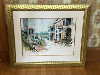 DR/ Framed Original Signed Watercolor With Label K. Hallam's 'Le Lavendu' - Large 34.5'w X 28.5'h